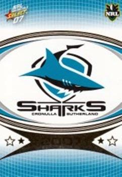 2007 Select NRL Invincible #040 Cronulla Sharks Logo Front
